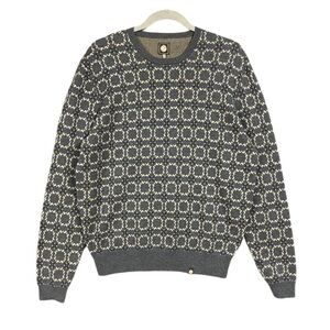 Pretty Green Sweater Mens Size XL Grey Geometric Wool Blend Artsy Streetwear